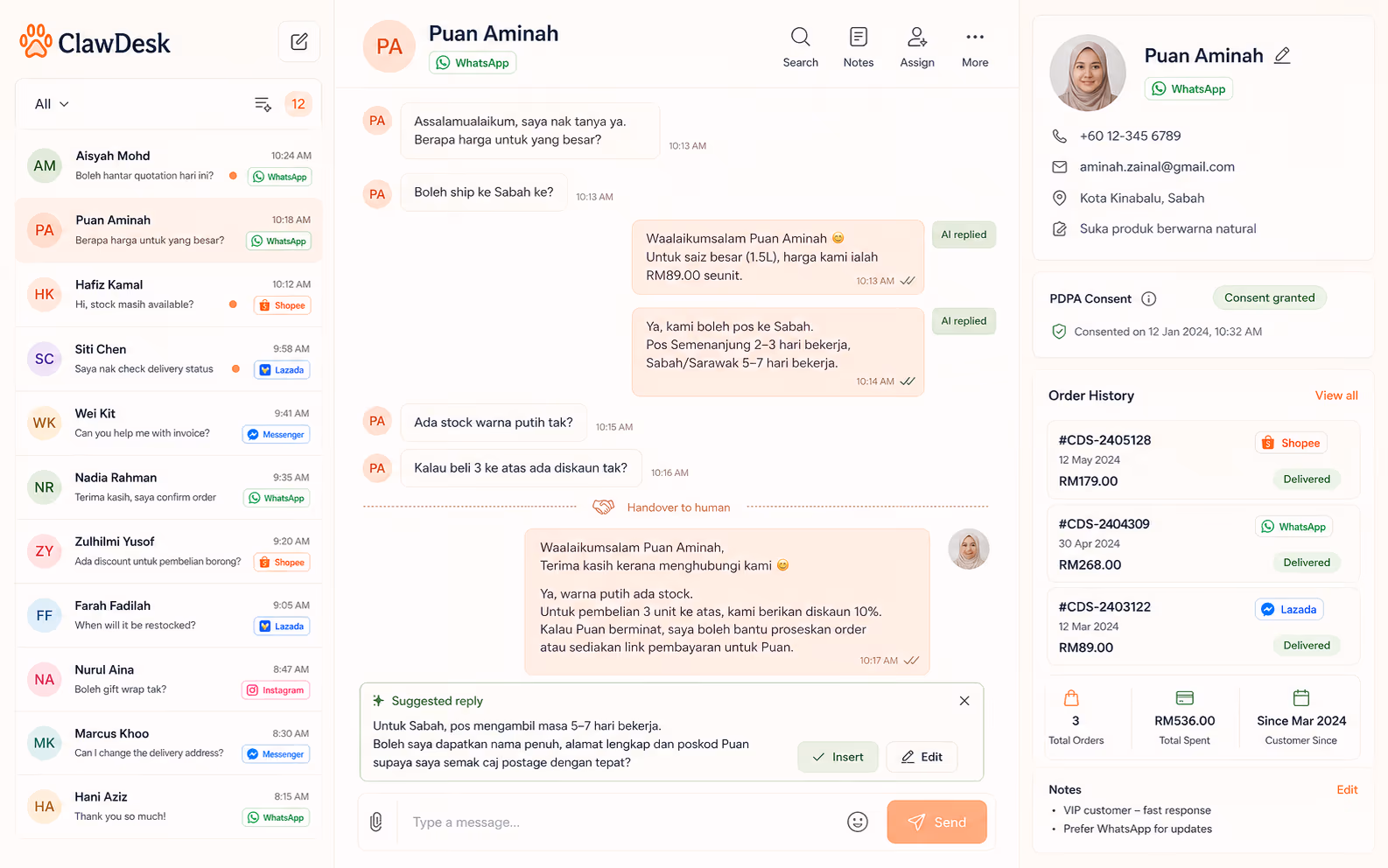 ClawDesk: Channel-by-channel reply time analytics for the seller team