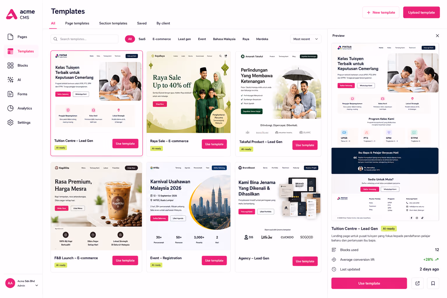 CMS Landing Builder